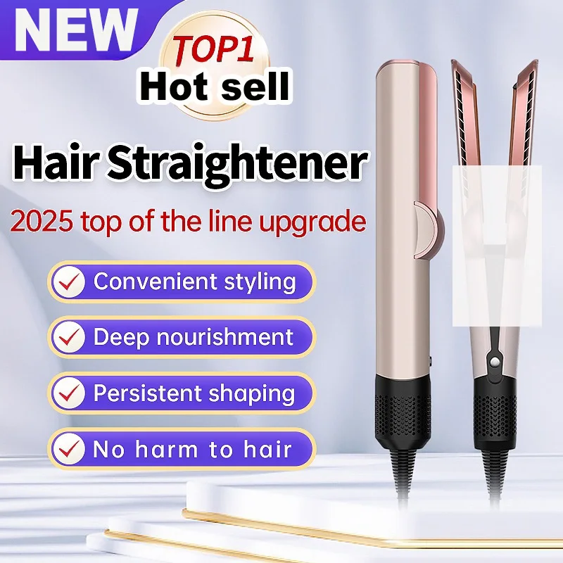 Professional 2 IN 1 Hair Straightener & Hair Dryer Heat-Up Hair Flat Iron Negative Ion Iron Long-Lasting Styling Tool