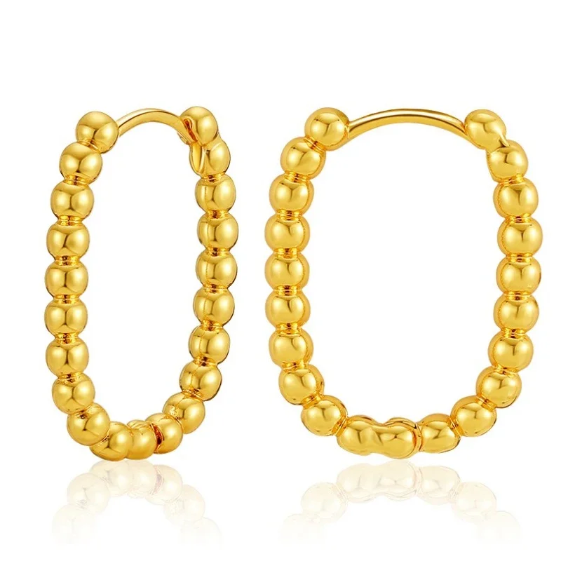 PVD de alta calidad, venta al por mayor, resistente al agua, moda versátil, pendiente de aro con cuentas de burbuja en forma de U, pendiente de acero inoxidable