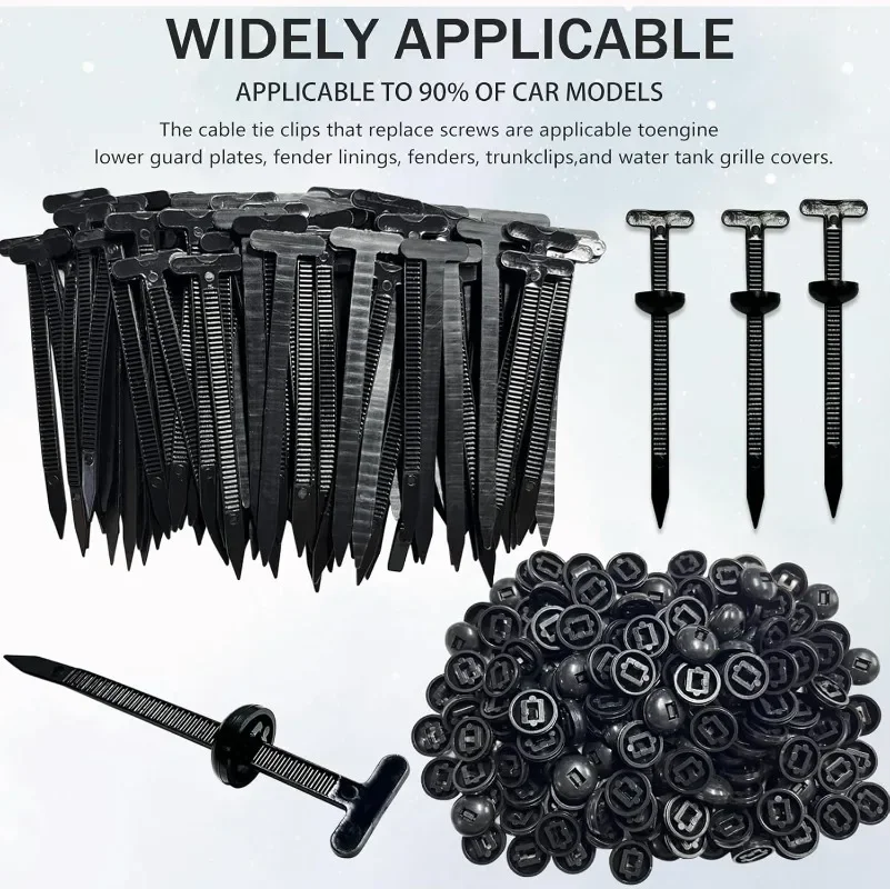 5-200pcs Nylon Cable Tie Buckle Auto Fastener Screw Replacement Clip Car Fender Trunk Engine Guard Panel Wire Management Secure