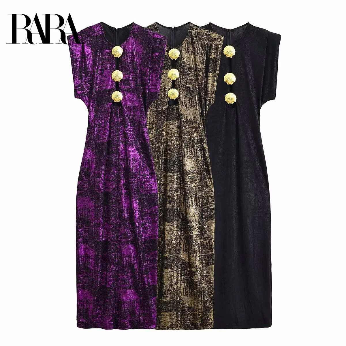 

RARA2025 new summer women's casual fashion elegant temperament shell decoration sleeveless round neck slim long dress