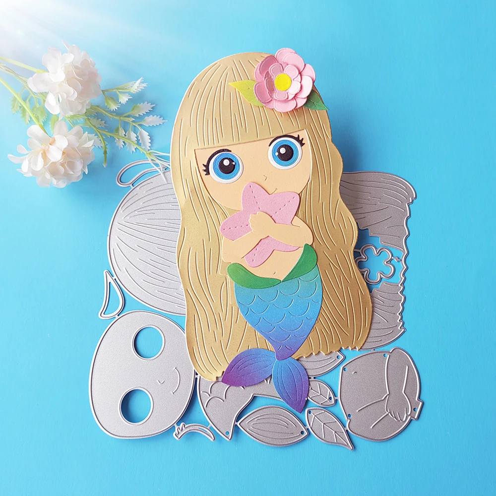 

New and exquisite girl mermaid cutting dies scrapbook decoration embossed photo album decoration card making DIY crafts