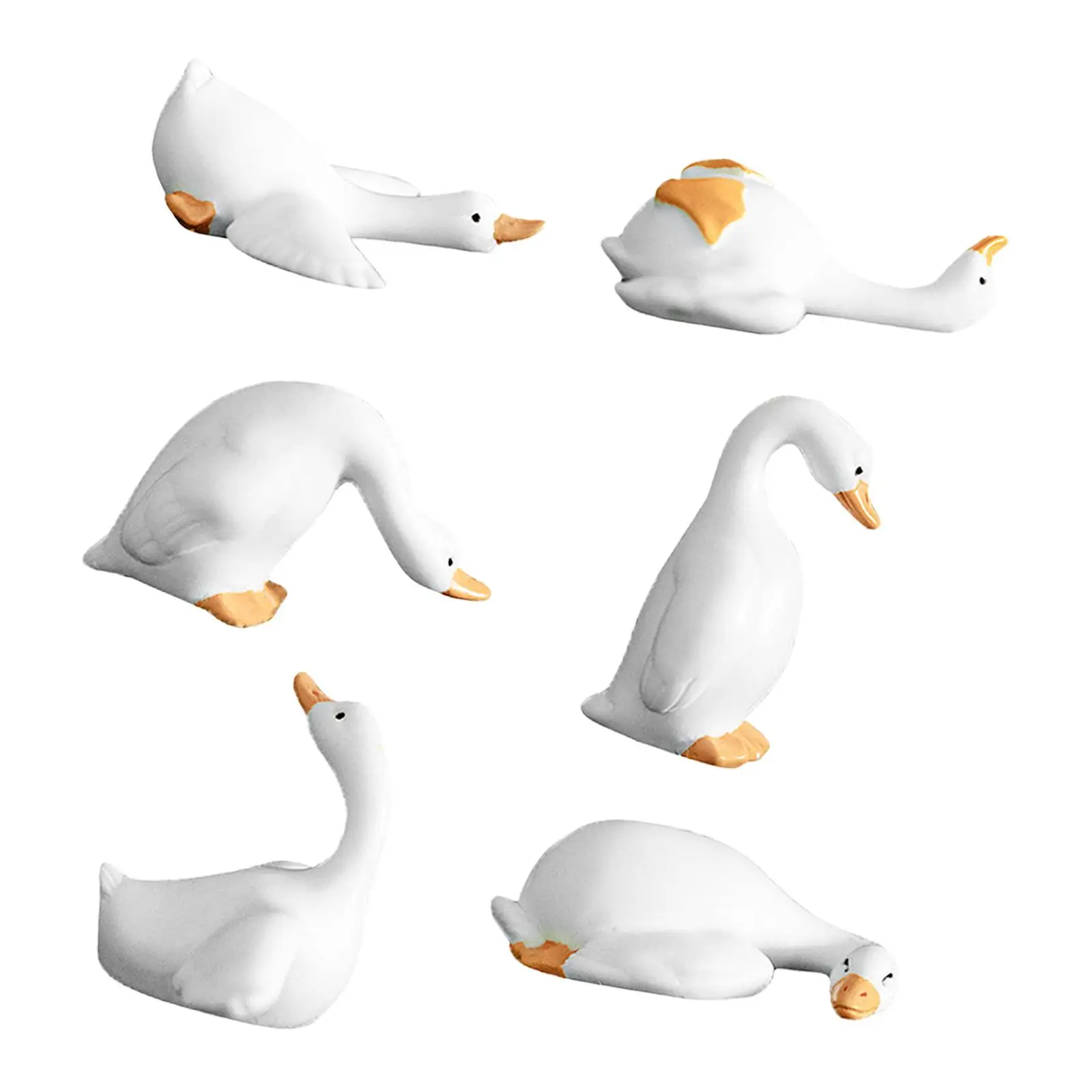 Cute Goose Miniatures Small Resin Figures Modern Desk Ornament Display for Car Navigator Screen Table Bookshelf