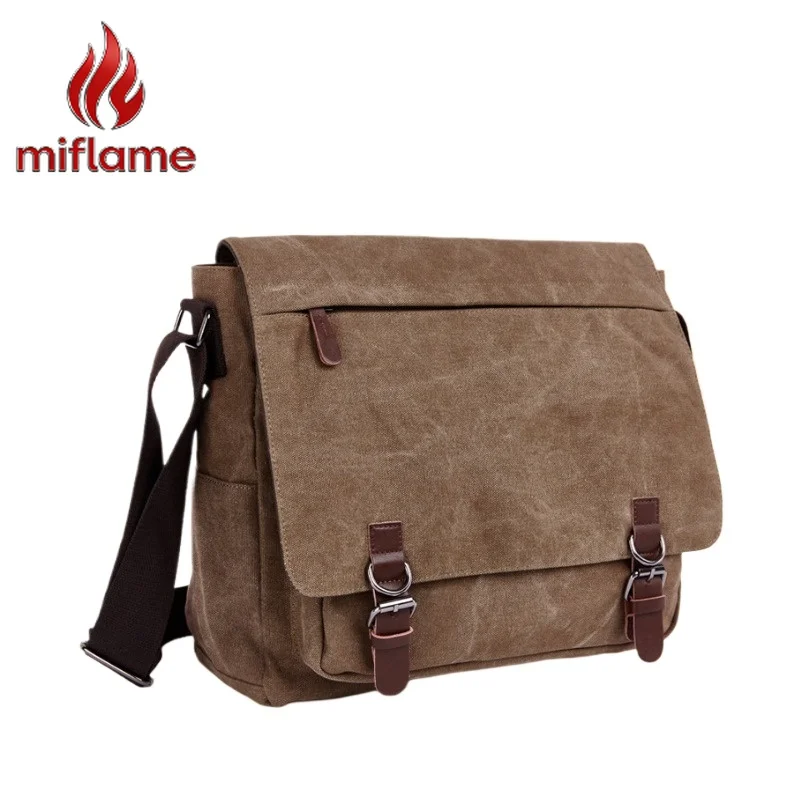 Canvas Messenger Bag Korean Trendy Style Unisex Laptop Shoulder Bag for Men School Student Casual Travel