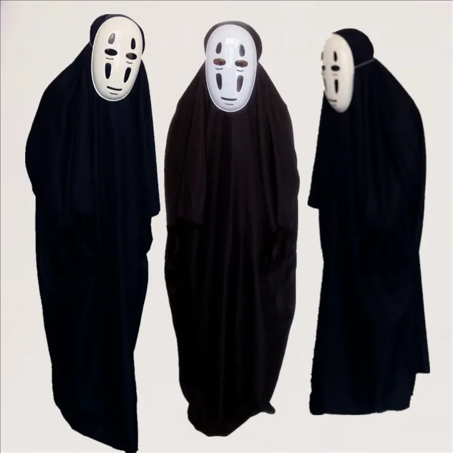 Japanse No Face Man Cosplay Kostuum Unisex Halloween Anime Carnaval Feest Volwassen Kleding Inclusief Ghost Masker Handschoenen