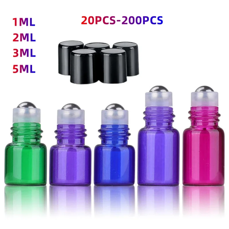 1ml-10ml Walk Bead Bottle Color Essential Oil Steel Ball Mini Perfume Portable Glass Split Empty Roll on Sample Test Wholesale