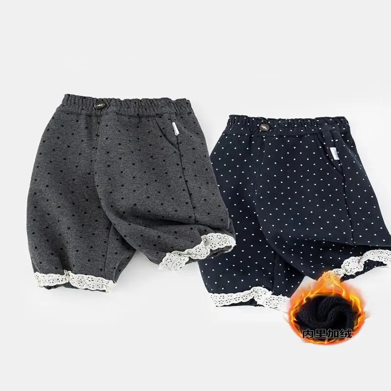 طفل الفتيات الجينز الدافئة الخريف الشتاء السراويل بلون بنطال ذو قصة أرجل واسعة ملابس الأطفال مريحة 1-3 سنة جديد عصري #2