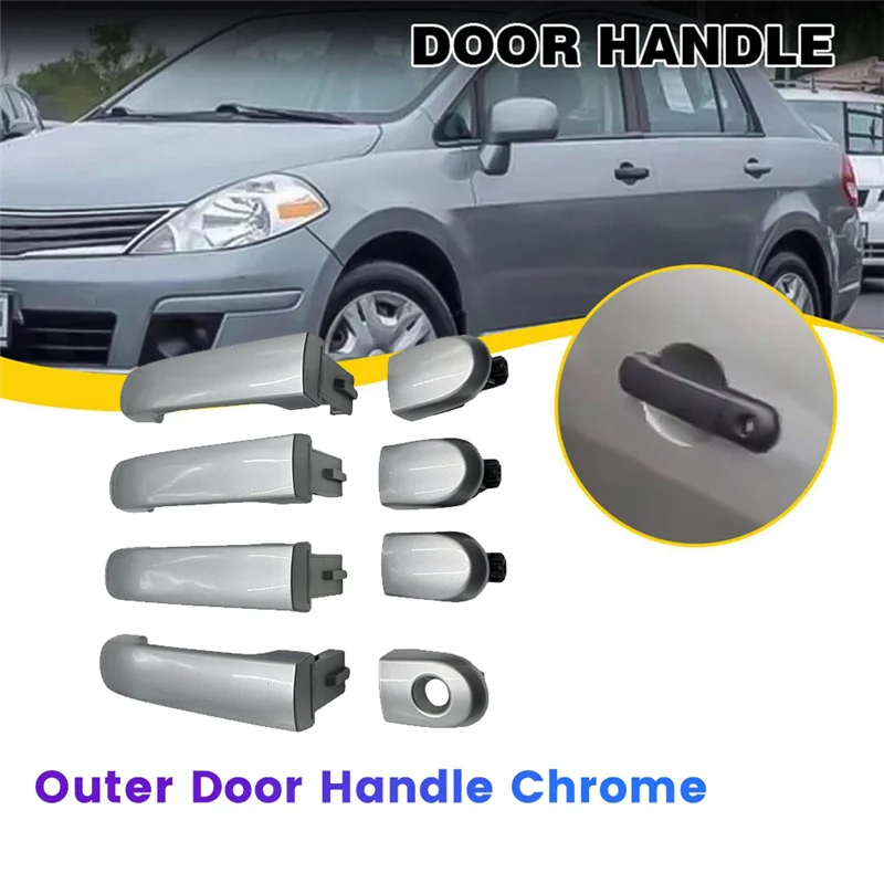 

1Set/4 Door Handle Chrome For Nissan Versa 2007-2012 82641-EL12A 80644-EL12A 82646-EL12B 82640-EL12A Outer Door Puller Parts