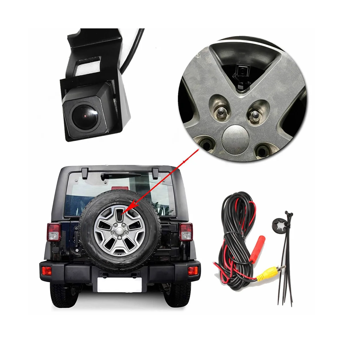 Car Backup Reverse Rear View Camera Waterproof Spare Tire Mount Reversing Parking for Jeep Wrangler 2007-2018