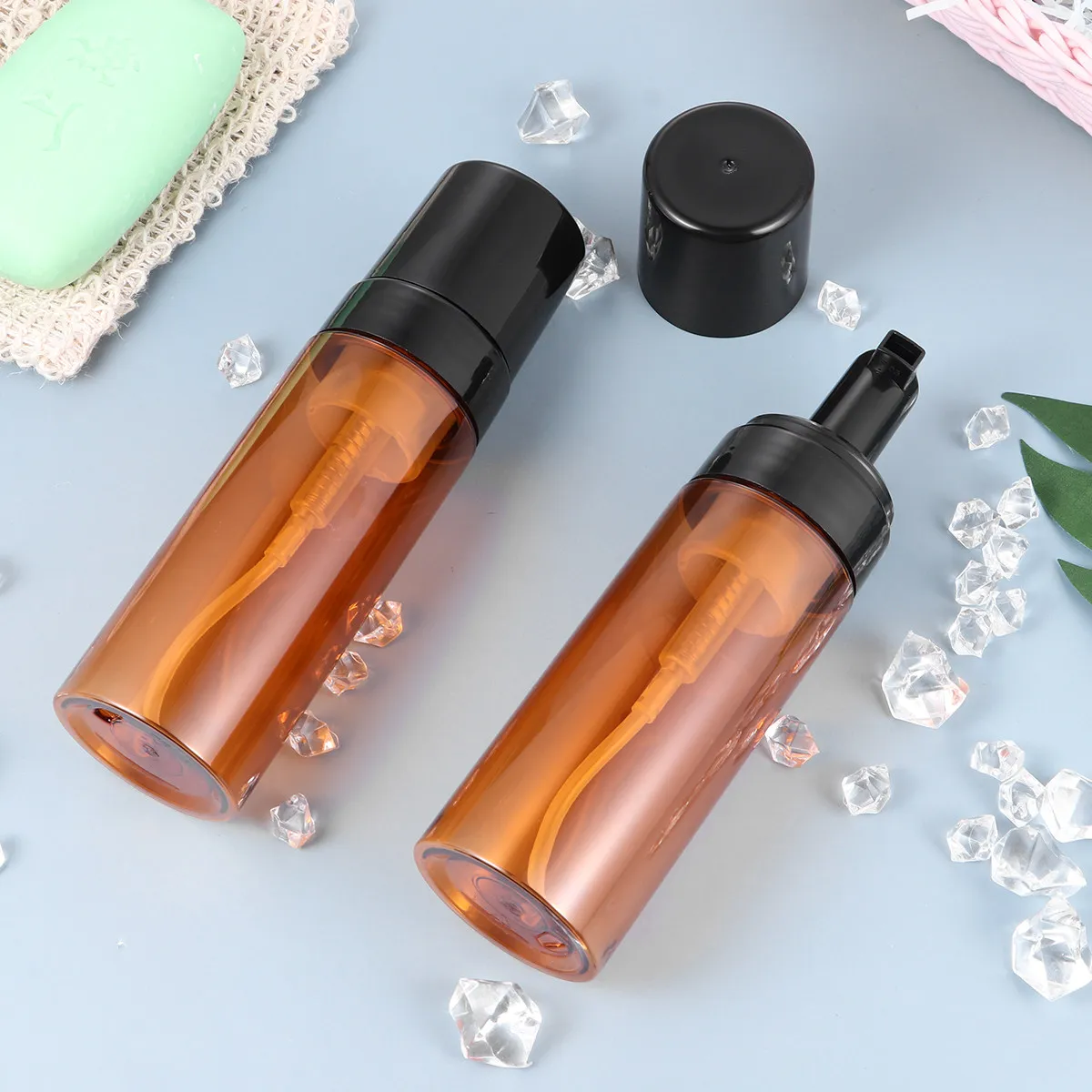 3Pcs Foaming Pump Bottles Portable Refillable Leakproof Containers Travel Dispenser Brown for Shampoo