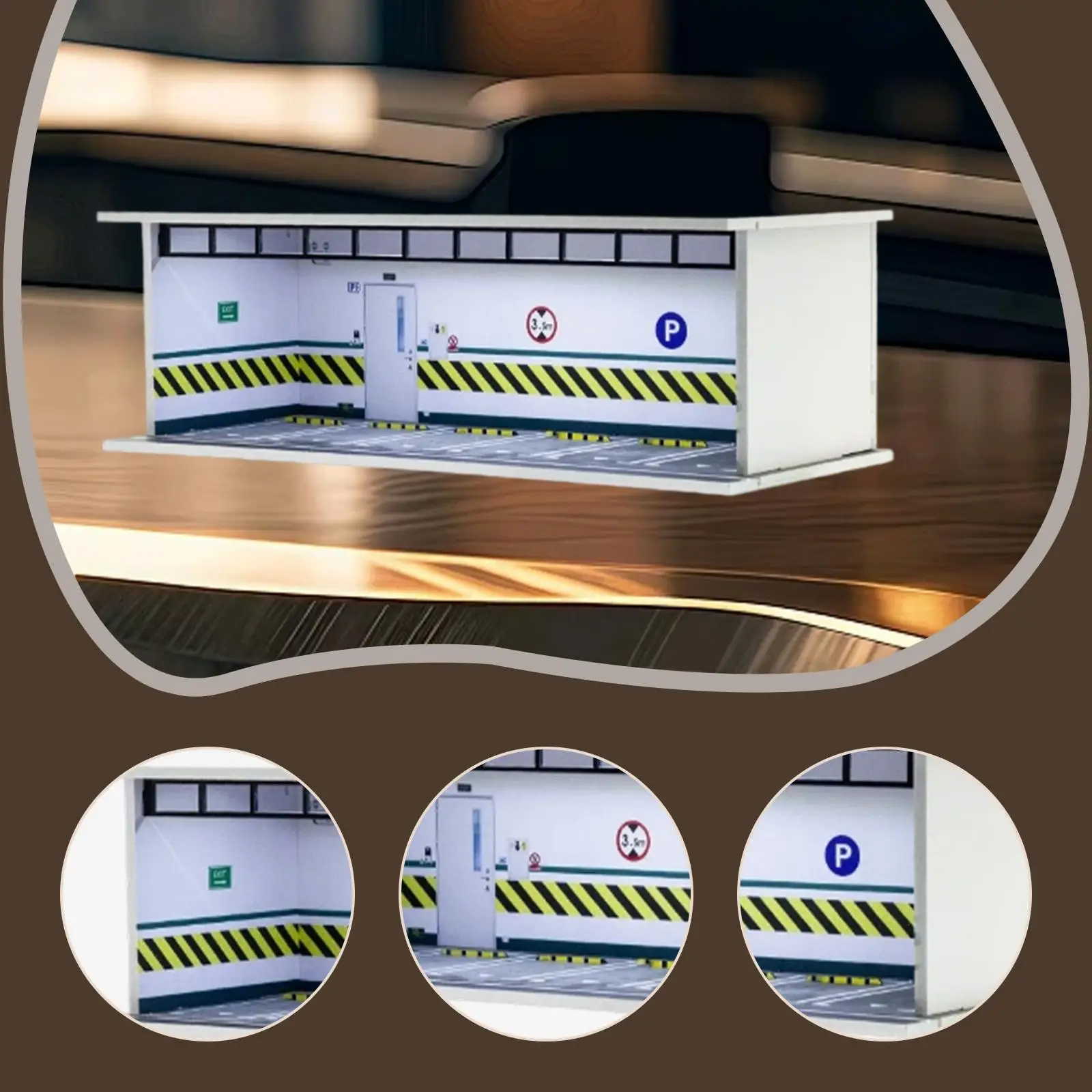 حافظة عرض موقف موقف السيارات بمقياس 1:64، مع مشهد موقف السيارات لسيارة Diecast #6