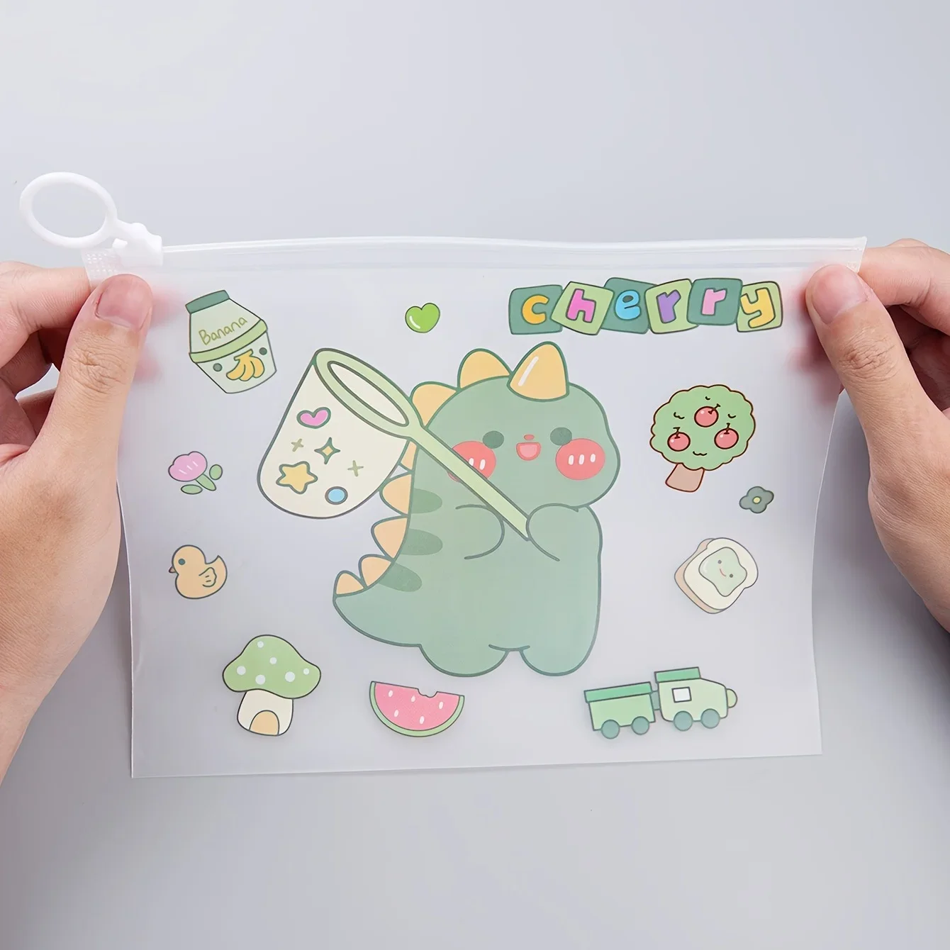 1pcs Large-capacity Cartoon Animal Square Zipper File Bags Set Girl Cute Cartoon Large Capacity Zipper Pen Bag File Bag Gift