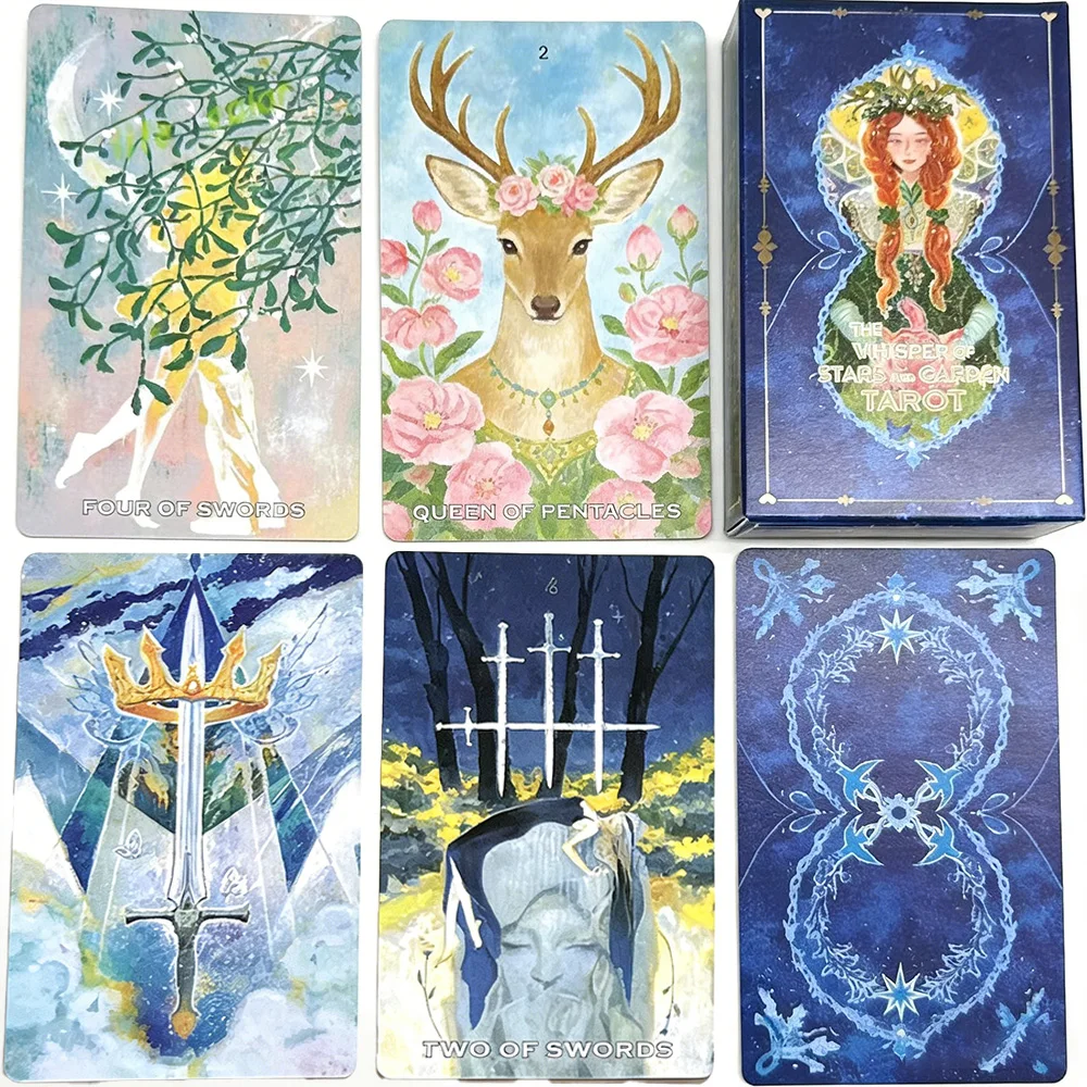 1 Box of Starry Whispers & Garden Tarot (10.3×6 cm), Featuring Exquisite Natural Illustrations, Professional Divination Card Gam