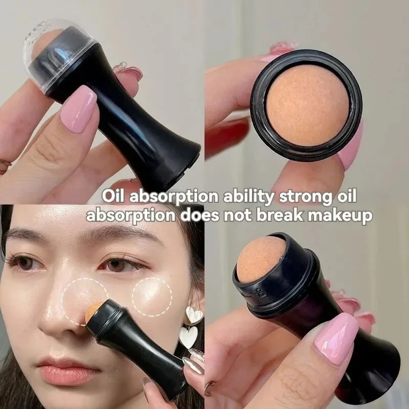 Volcanic Oil-Absorbing Face Roller - Portable Reusable Oil Blotting Tool, Natural Lava Stone for Shine Control & Matte Skin, Mak