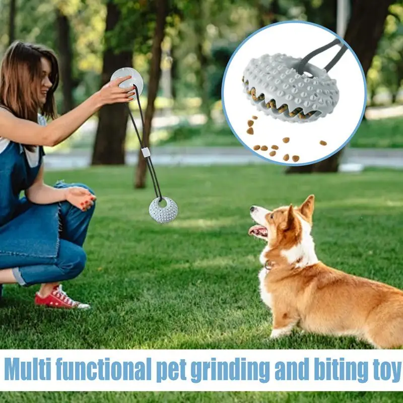 New Pet Suction Cup Pull Rope Toy Interactive Leaking Slow Feeder Chew Toy Teeth Cleaning Training Ball For Puzzle Pet Supplies