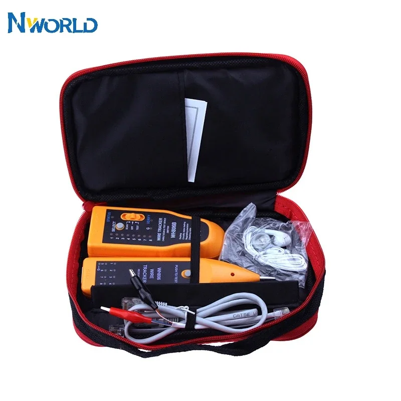 Retail WH806B Network Cable Tracker Wire Tester For Cat5 Cat5E Cat6 RJ45 RJ11 Telephone Electrical Line Finding Testing Tool