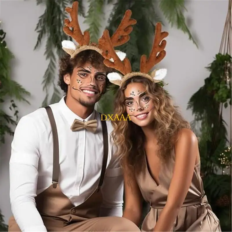 مجموعة ملصقات تزيين عيد الميلاد من القماش الآمن للأطفال من DXAA على شكل قرون الرنة