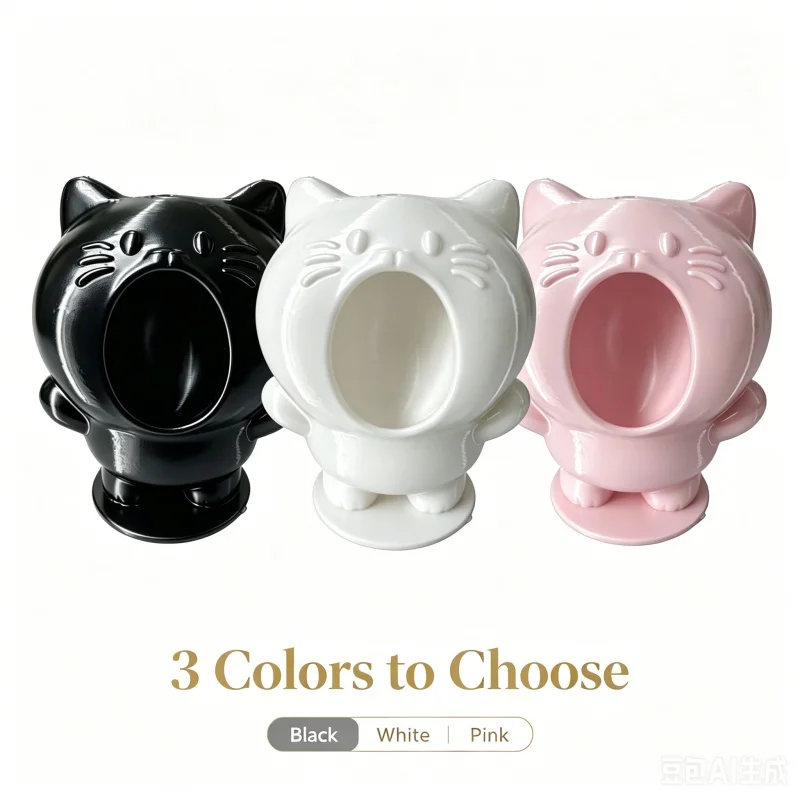 Newest 3D Printed Cute Open Mouth Screaming Cat Figurine Cartoon Kitten Pen Holder Desktop Storage Ornament Home Decor Gift