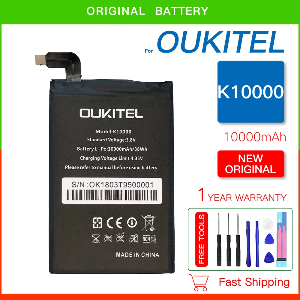 

100% Genuine Battery K10000 Battery For OUKITEL K10000 MTK6735P High Quality Large Capacity Phone Batteria + FREE Kit Tools