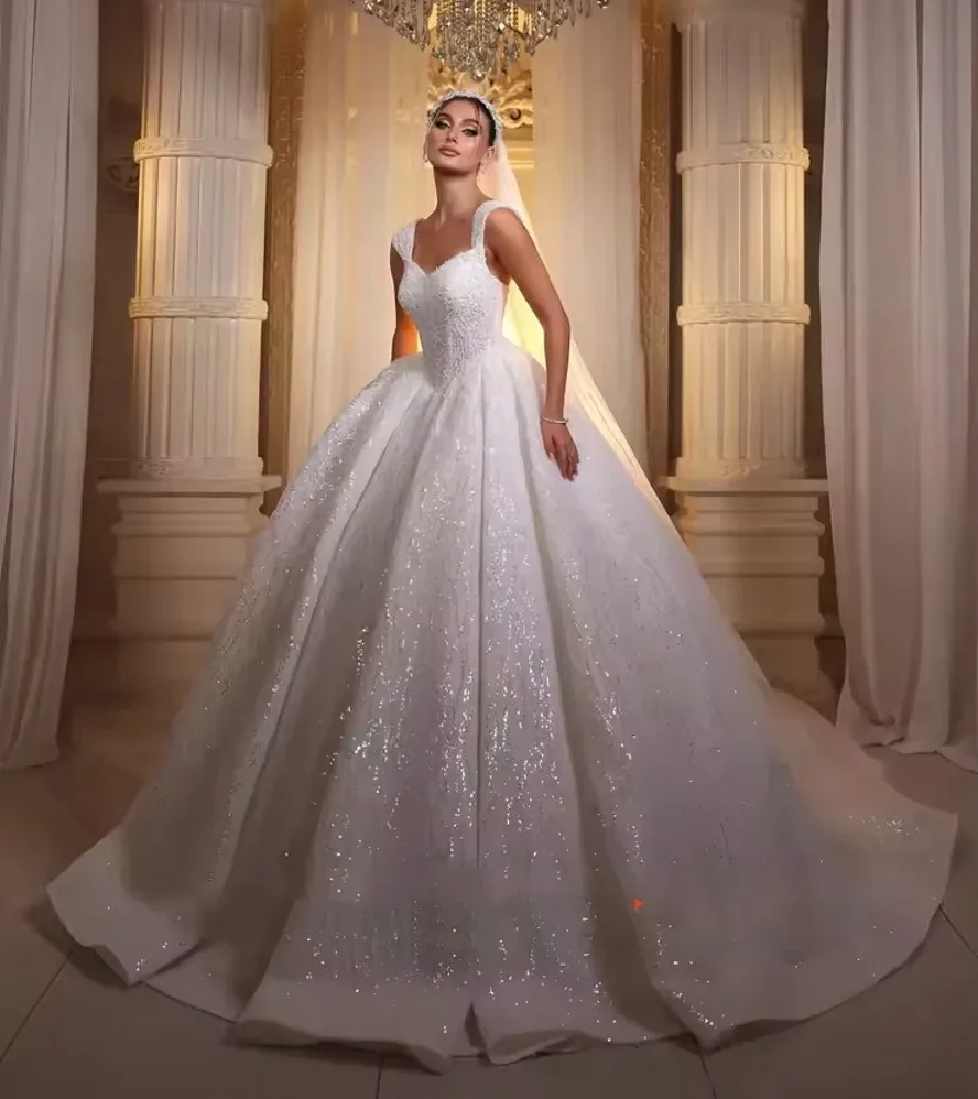 

Elegant Wedding Dress 2026 Shoulder Strap Sweetheart Pearls Beaded Sequins Lace Princess Bridal Bride Grown Vestidos De Noiva