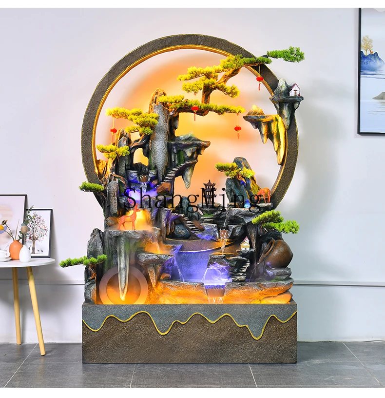 SM new high-end living room running water screen landscape courtyard outdoor lucky ornament