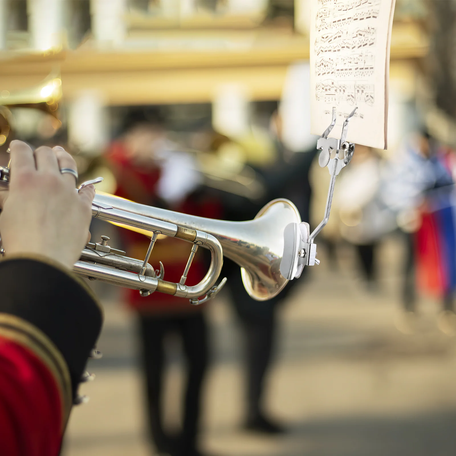 

Standard Trumpet Trombone Sheet Music Clip Silver Plating Metal Lightweight Lyre Holder Marching Band Accessory