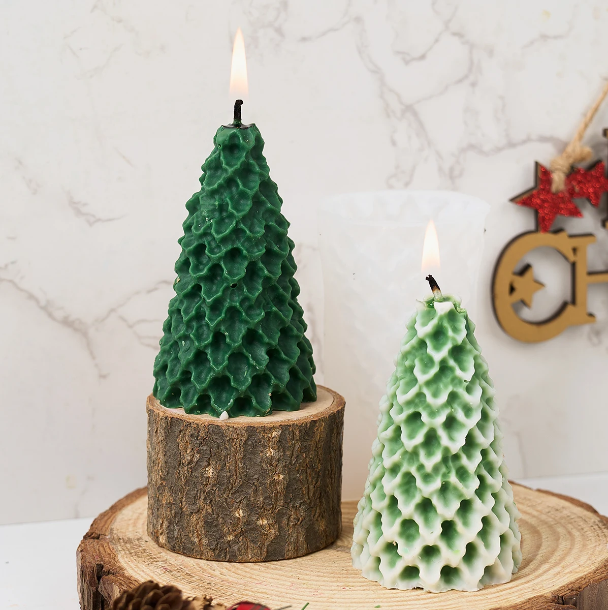 Christmas Tree Mold DIY Creative 3D Tree Ornaments Aromatic Candle Handmade Soap Plaster Resin Baking Tools Xmas Holiday Gifts