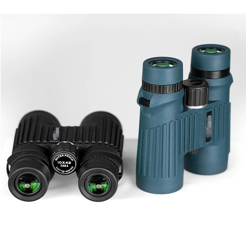High Magnification HD Metal Aluminum 10X42 Binocular BAK4 Prism 24mm Eyepiece 8 Field View Multi-Coated Travel Photography Low