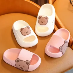 Children's Beach Slippers For Boys Girls Home Shoes 2024 Summer Thick Flip Flops Soft Cartoon Ourdoor Slippers