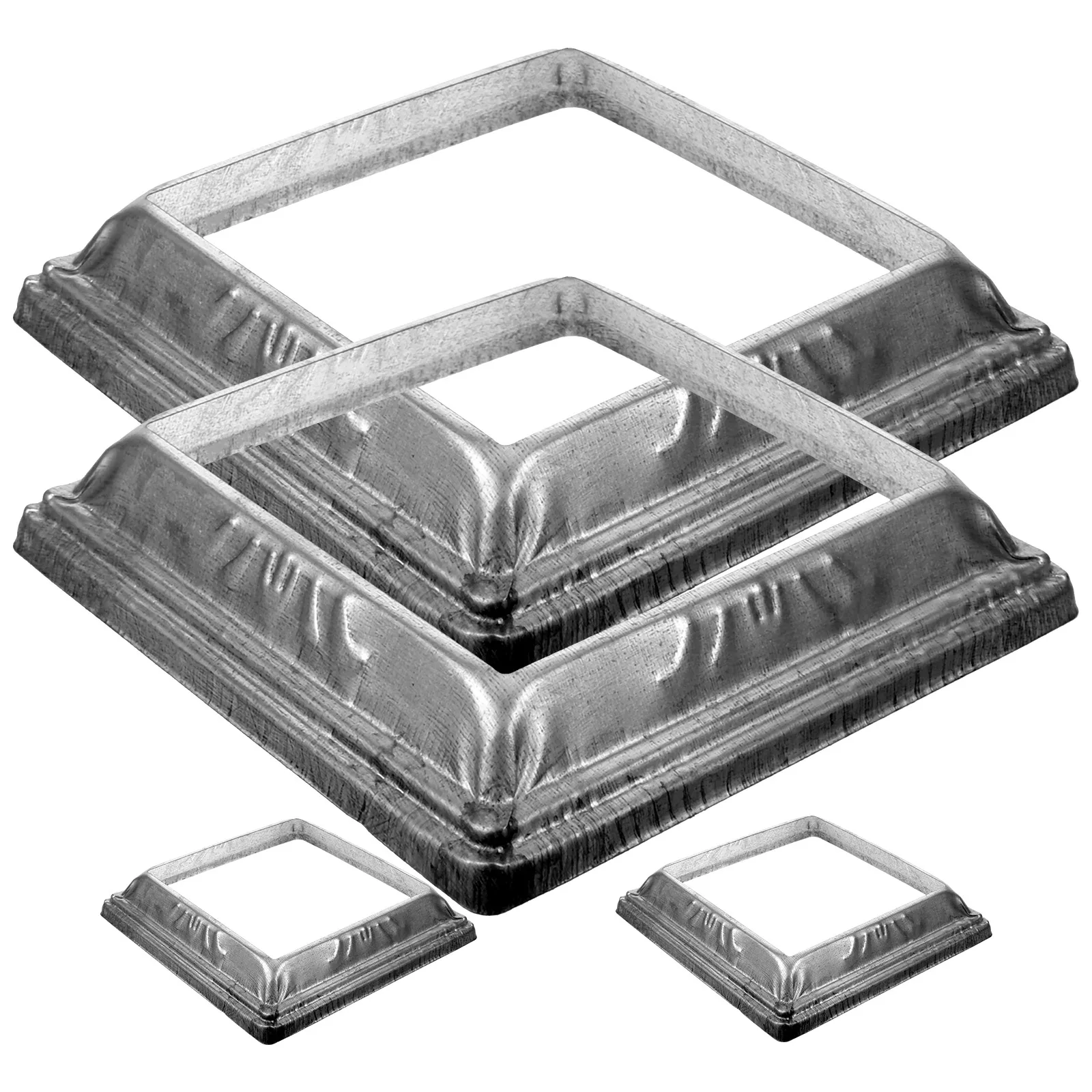 

4 Pcs Foot Cover Decorative Deck Post Covers Fence Skirt Base Round Tube Iron Caps