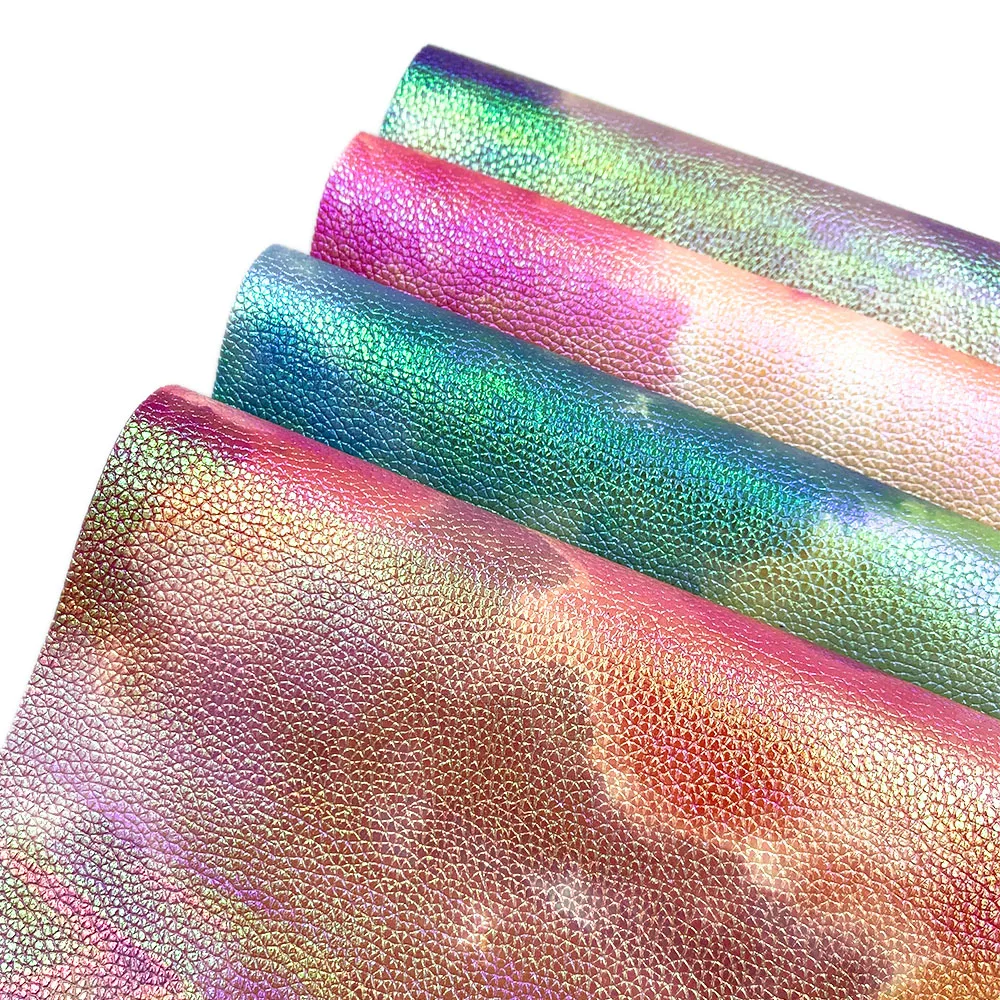 Rosy Clouds Tie-dye PU Leather Fabric Waterproof Shiny Faux Leathers for DIY Gift Craft Sewing Hair Bow Earring Making Material