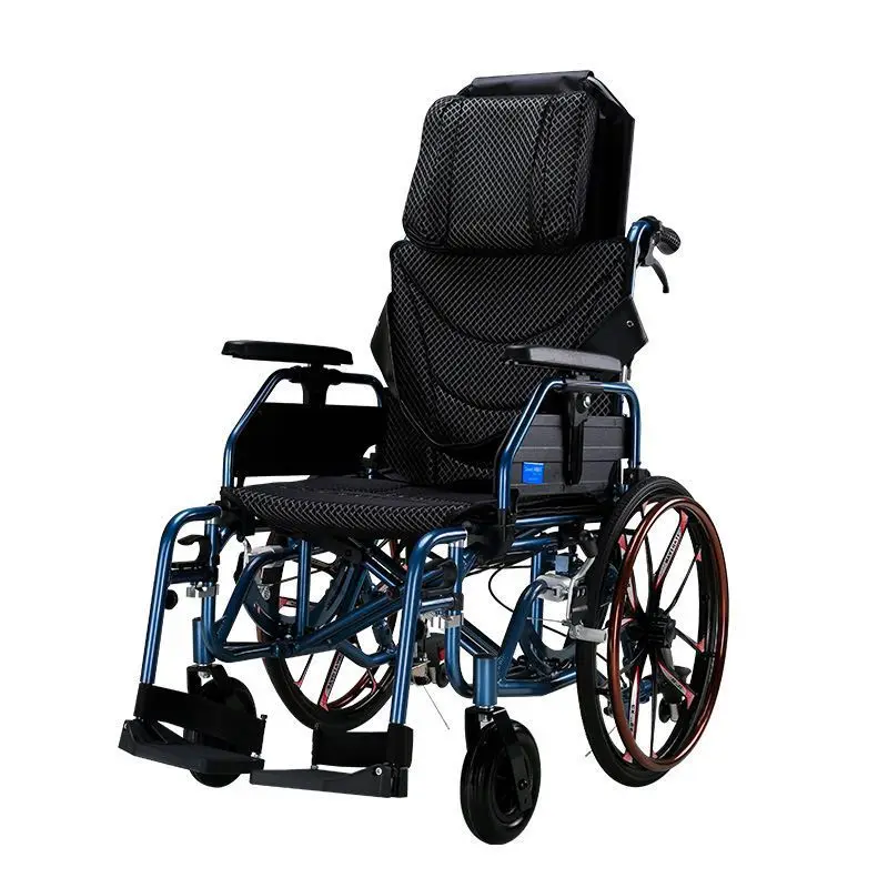 Wheelchair elderly lightweight folding partial pressure full lying trolley