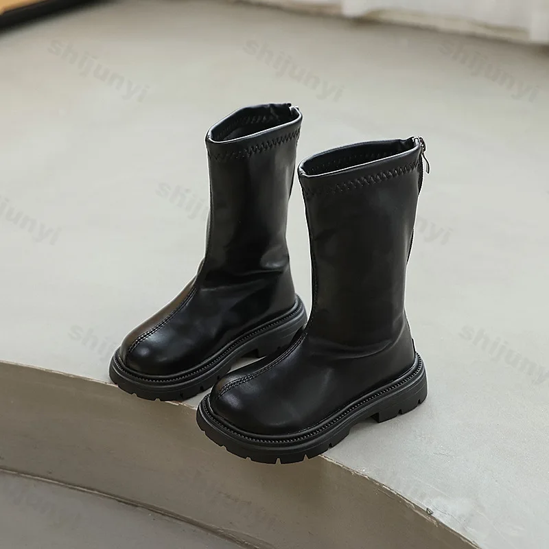 

Детские сапоги до колена, новинка 202, осенне-зимние сапоги принцессы для девочек, детские удобные нескользящие однотонные высокие сапоги на молнии