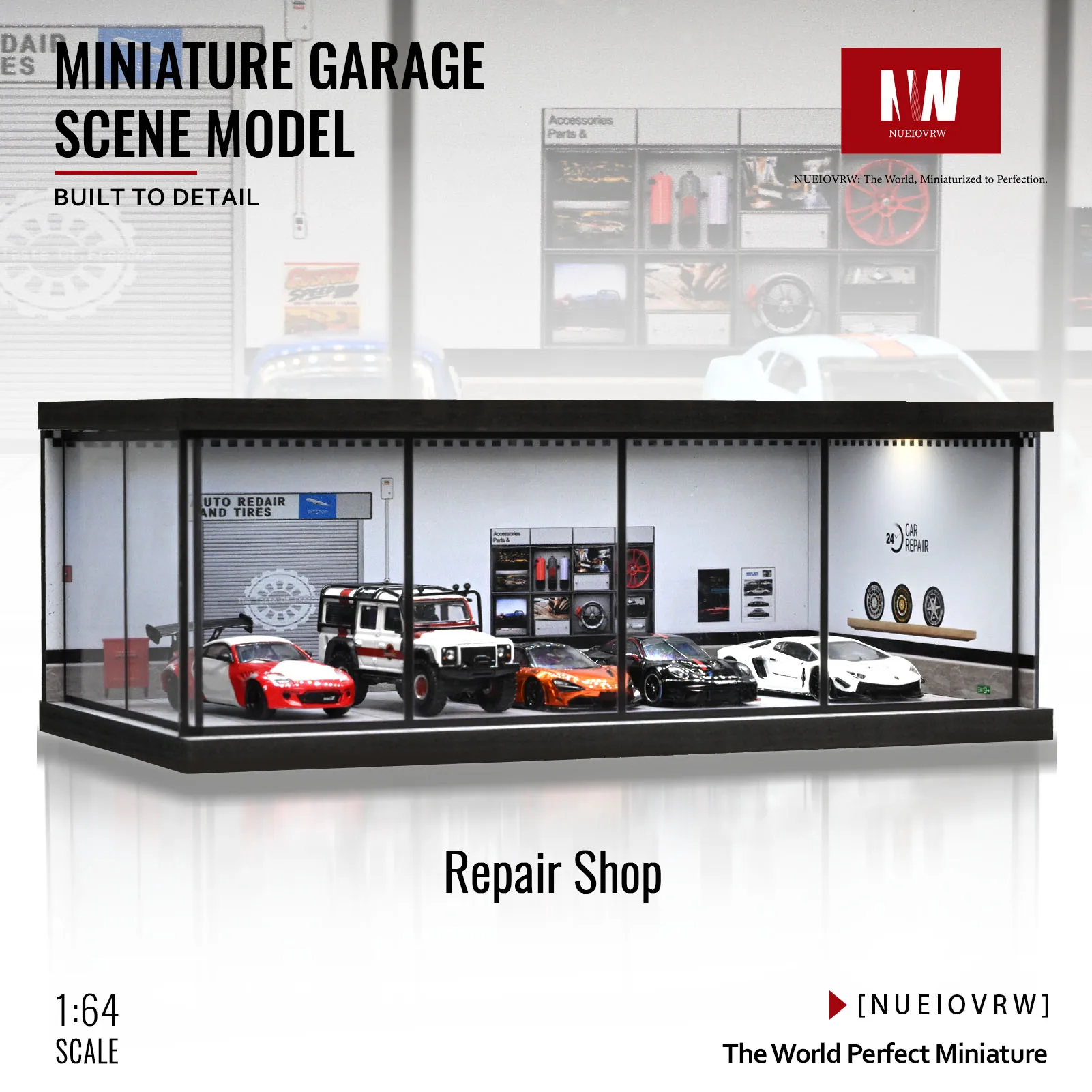 1:43 1:64 Diorama Garaż Modelowy Die-cast Salon Samochodowy Scena Budowy Modelu Budynku Scena Parkingu Gablota Wystawowa