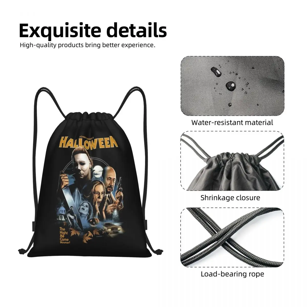 Mochila de almacenamiento con cordón para hombre y mujer, bolso ligero para guardar cuchillos Michael Myers, película de terror, deportes y gimnasio, personalizado para Halloween