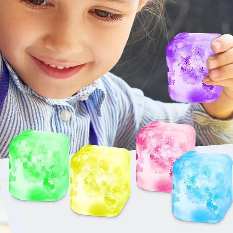 6Pcs Ice Cube Toy Creative Soft Squeeze Stretch Toy Ice Cube Stress Balls For Adults Kids Stress Relief