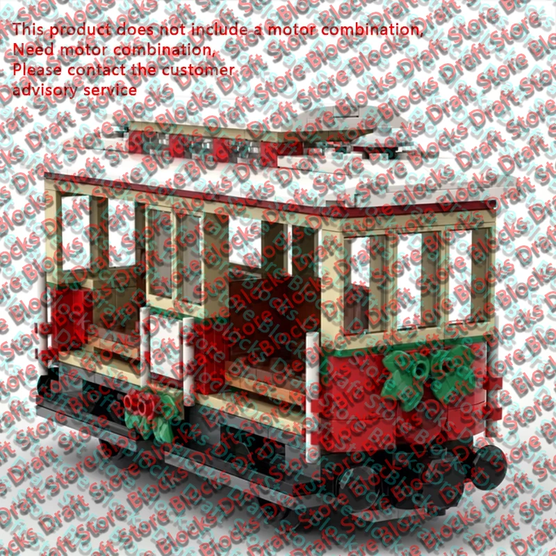 City Car Model MOC Building Bricks Christmas Light Rail Tram Wagon Modular Technology  Assemble Toys Suit Holiday Gifts QWERT