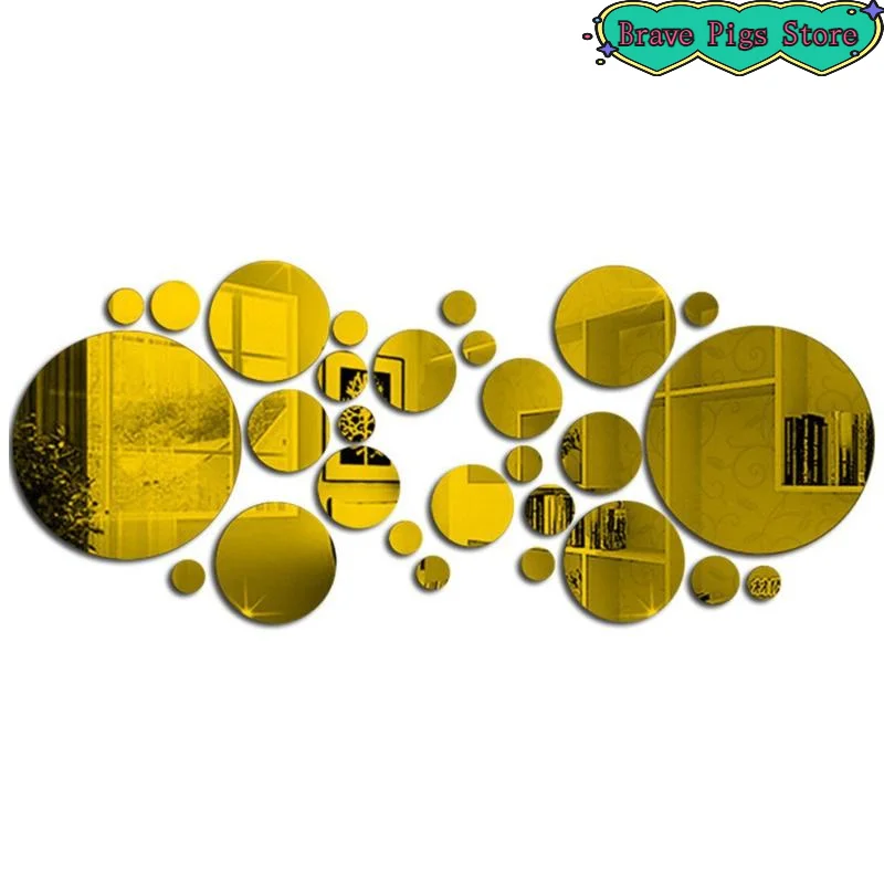 26 قطعة ثلاثية الأبعاد مرآة مستديرة الاكريليك مرآة الجدار ملصق DIY بها بنفسك غرفة نوم الحمام والتلفزيون خلفية غرفة ملصق الجدار الديكور