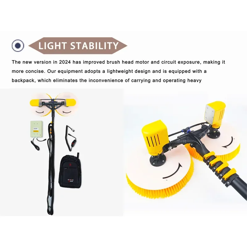 Solar Panel Cleaning Machine Double Head Brush Kit for Photovoltaic Modules Efficient System Tool Equipment Maintenance