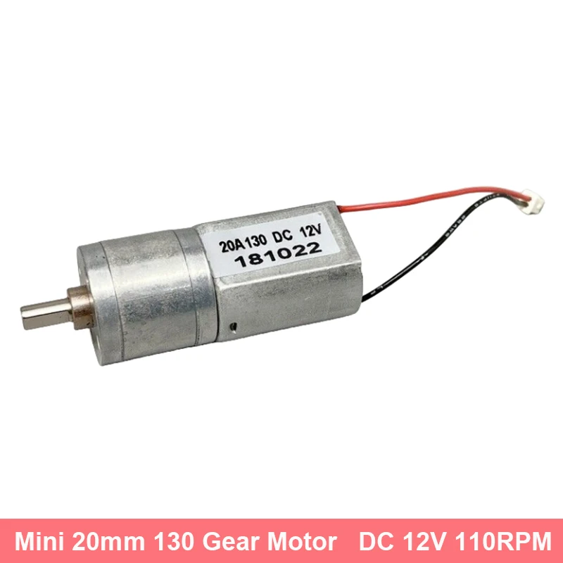 Micro 20mm 20A130 Full Metal Gearbox Gear Motor DC 6V 9V 12V 110RPM Slow Speed Large Torque Reduction Geard Motor DIY Robot Car