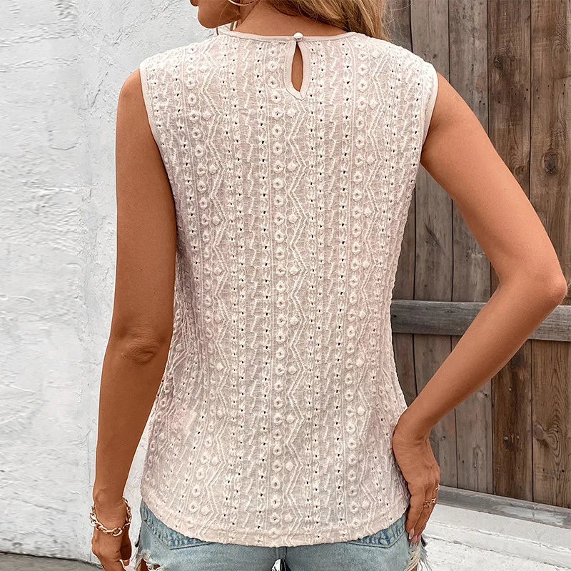 Chaleco pequeño con cuello de encaje para mujer, top con tirantes con gancho de color sólido, elegante y elegante, primavera y verano