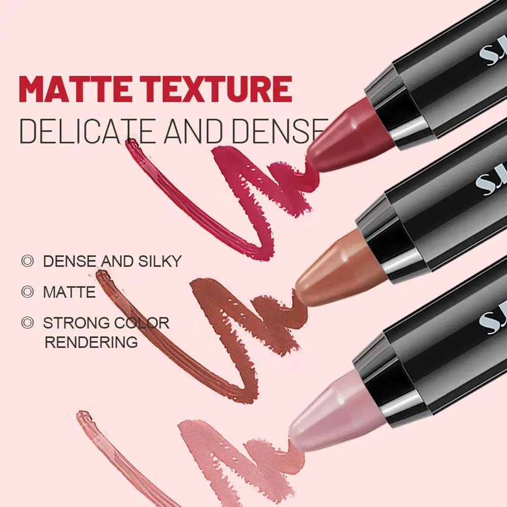 Matte Brown Lipstick Crayon Lipliner Pencil Cream Velvet Outline Lip Tint Makeup Long Liner Matte New Contourin Lip Lasting Q7J1