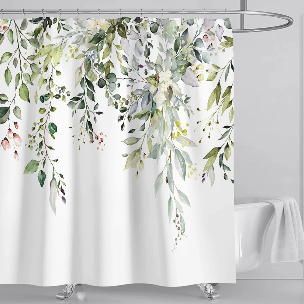 Leaf Plants Bohemia Waterproof Shower Curtain Mildew Proof Durable Bathroom Screens Bath Curtain Bathroom Accessories