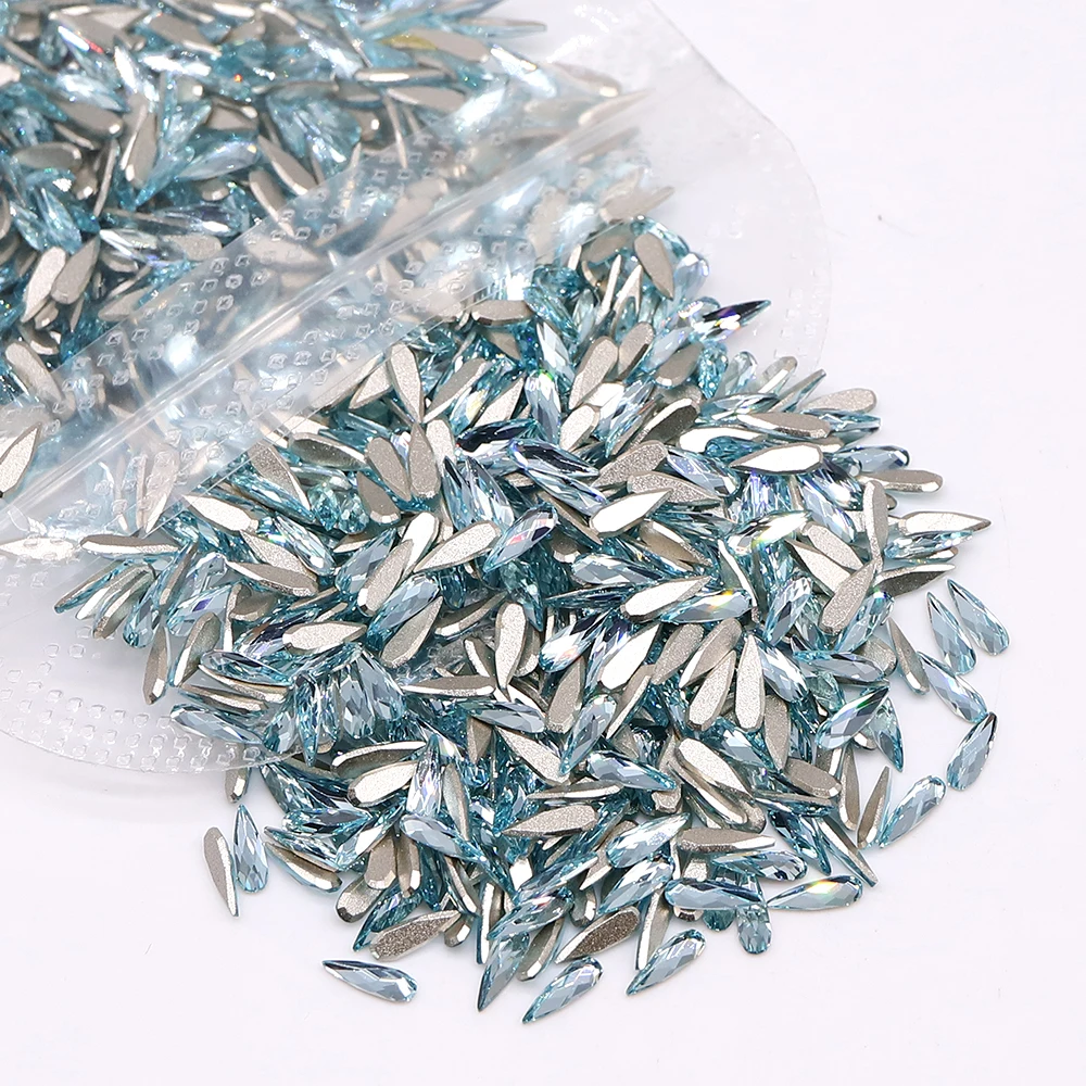 2*6mm 50Pcs/Bag Waterdrop Glass Flatback Nail Art Non-Hotfix Rhinestones Glitter Crystal For Nail Art Garment DIY Decoration