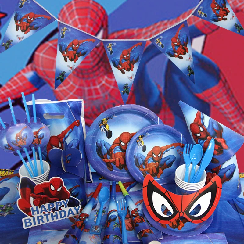 SpiderMan Birthday Party Decoration Aluminum Foil Latex Balloons For Kids Event Supplies Disposable Tableware Banner Backdrop - view 3