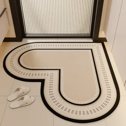 Heart-shaped bathroom floor mat, diatom mud absorbent mat, bathroom door entry foot mat, bathroom toilet non-slip carpet