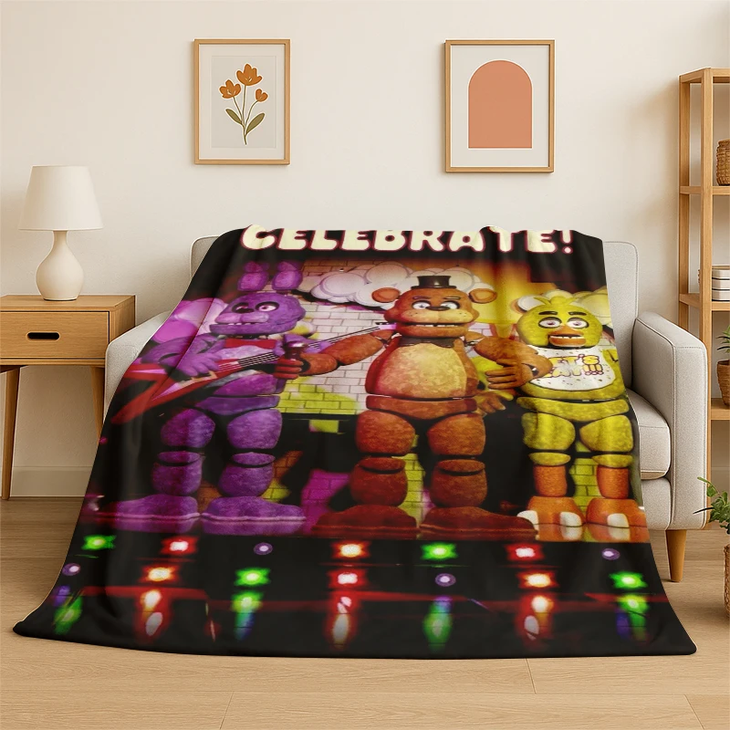 Klassische F-FNAF Horror-Spiel-Freddy-Flanelldecke, weiche, warme Überwurfdecke für Schlafzimmer, Wohnzimmer, Bett, Reisen, Camping, Picknick