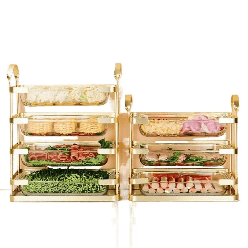 

Light luxury kitchen multi-functional vegetable plate hot pot side dish household rectangular glass