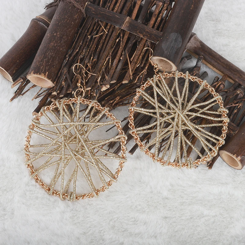 UKEBAY New Bohemian Style Metal Earrings Round Wrapped Retro Accessories Personalized Party Accessories Women Fashion Earrings image 4