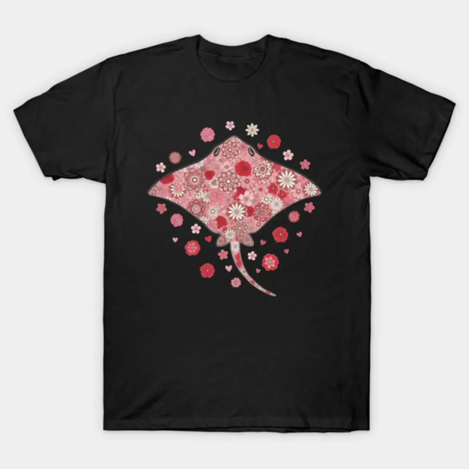 Stingray Floral Ocean Animal Marine Life Lover T Shirt vintage Washed Soft Comfortable Versatile Top For Everyday Wear