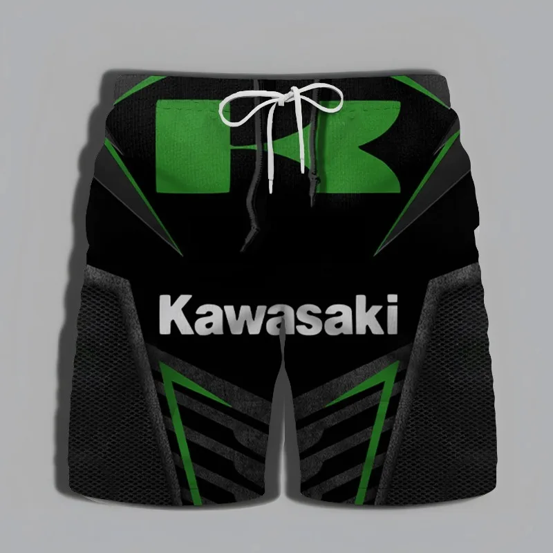 

Свободные и удобные шорты 2025 года, модные спортивные шорты с принтом Kawasaki, дышащие и впитывающие пот, мотоциклетные и велосипедные.